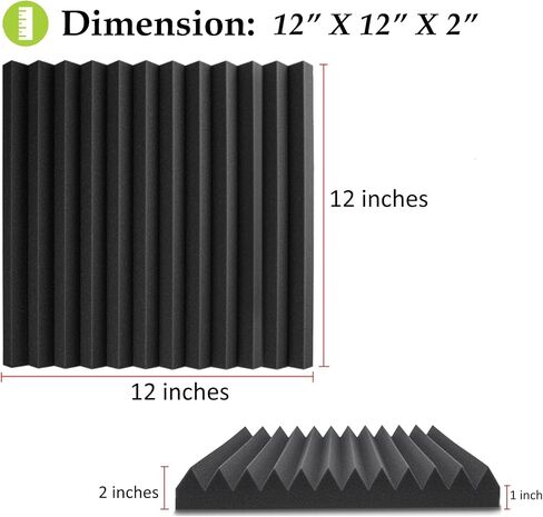 Acoustic Foam Panels 12 Pack, 12"x12"x2" Sound Proof Panels For Walls, Acoustic Panels for Sound Dampening, High Density Acoustic Foam Sound Absorbing Panels for Home Studios, Offices, Theaters in Saudi Arabia
