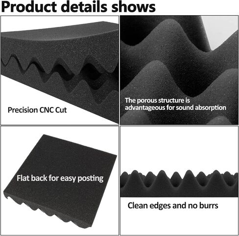 Acoustic Foam Panels 12 Pack, 12"x12"x2" Sound Proof Panels For Walls, Acoustic Panels for Sound Dampening, High Density Acoustic Foam Sound Absorbing Panels for Home Studios, Offices, Theaters in Saudi Arabia