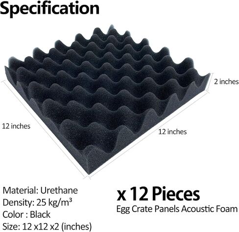 Acoustic Foam Panels 12 Pack, 12"x12"x2" Sound Proof Panels For Walls, Acoustic Panels for Sound Dampening, High Density Acoustic Foam Sound Absorbing Panels for Home Studios, Offices, Theaters in Saudi Arabia