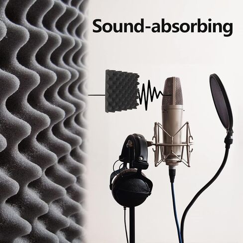 Acoustic Foam Panels 12 Pack, 12"x12"x2" Sound Proof Panels For Walls, Acoustic Panels for Sound Dampening, High Density Acoustic Foam Sound Absorbing Panels for Home Studios, Offices, Theaters in Saudi Arabia