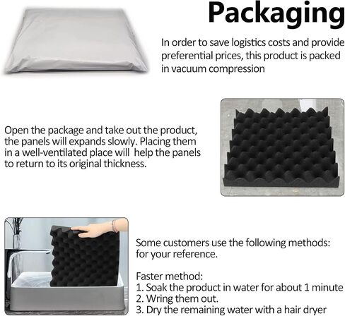 Acoustic Foam Panels 12 Pack, 12"x12"x2" Sound Proof Panels For Walls, Acoustic Panels for Sound Dampening, High Density Acoustic Foam Sound Absorbing Panels for Home Studios, Offices, Theaters in Saudi Arabia