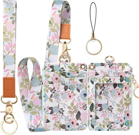 Lanyard Wallet for ID Badges with Lanyards and Wristlet Strap, Badge Holder Case with Zipper Pocket for Women Men Kids (Peach) in Saudi Arabia