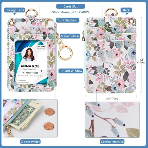 Lanyard Wallet for ID Badges with Lanyards and Wristlet Strap, Badge Holder Case with Zipper Pocket for Women Men Kids (Peach) in Saudi Arabia