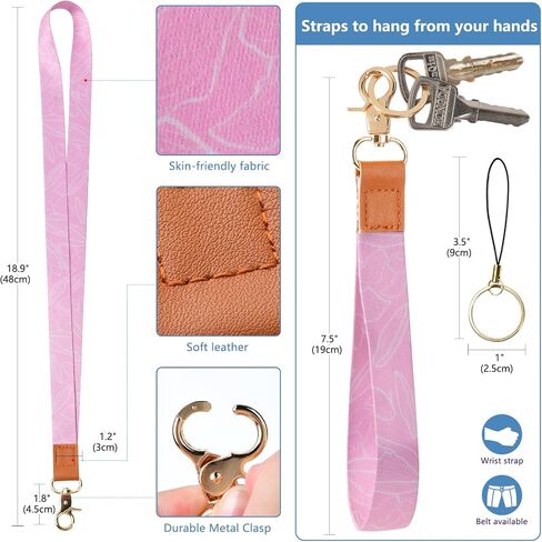 Lanyard Wallet for ID Badges with Lanyards and Wristlet Strap, Badge Holder Case with Zipper Pocket for Women Men Kids (Peach) in Saudi Arabia