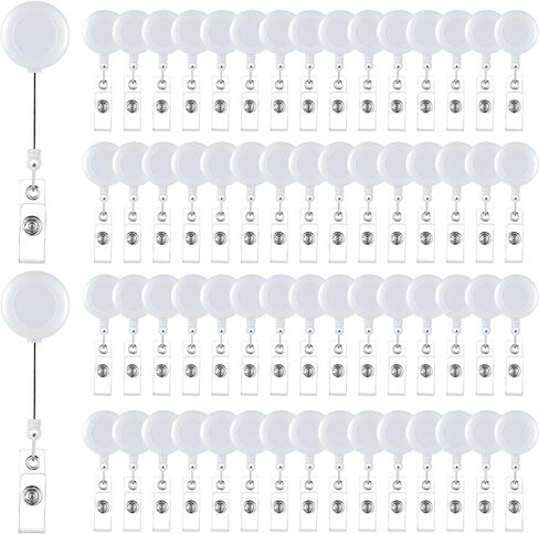 200 Pcs Retractable Badge Reels Bulk Retractable Badge Holders with Clips ID Badge Holder Key Ring Clip for Office Worker Students Teachers Doctor Nurse Name ID Card Holder Key Card (Black) in Saudi Arabia