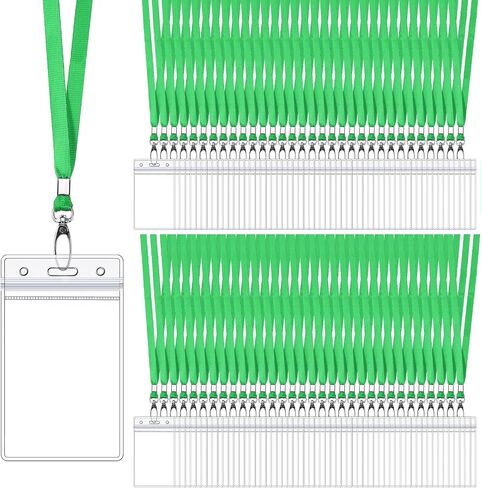 100 Sets Solid Color Lanyards with ID Badge Holder Durable Cruise Lanyards with Waterproof ID Badge Holder Name Badges Holder with Lanyards for Adults Kids School ID Badges Cards (Black) in Saudi Arabia