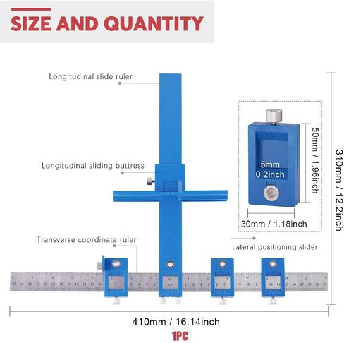 Hilitchi Drill Punch Locator, Adjustable Cabinet Hardware Jig Woodworking Drilling Dowelling Tool For Handles Knobs on Doors Drawer Pull with Inch and Metric Units in Saudi Arabia