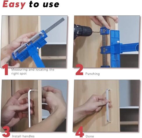 Hilitchi Drill Punch Locator, Adjustable Cabinet Hardware Jig Woodworking Drilling Dowelling Tool For Handles Knobs on Doors Drawer Pull with Inch and Metric Units in Saudi Arabia