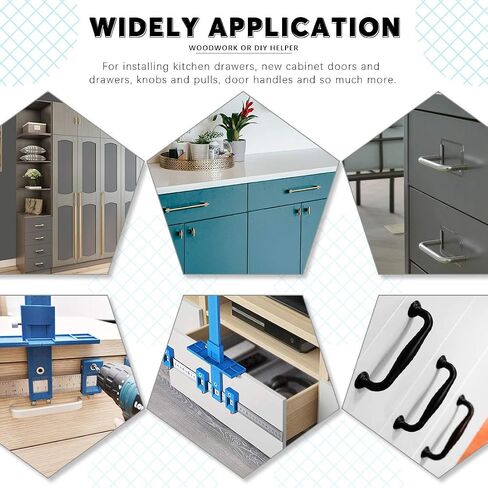 Hilitchi Drill Punch Locator, Adjustable Cabinet Hardware Jig Woodworking Drilling Dowelling Tool For Handles Knobs on Doors Drawer Pull with Inch and Metric Units in Saudi Arabia