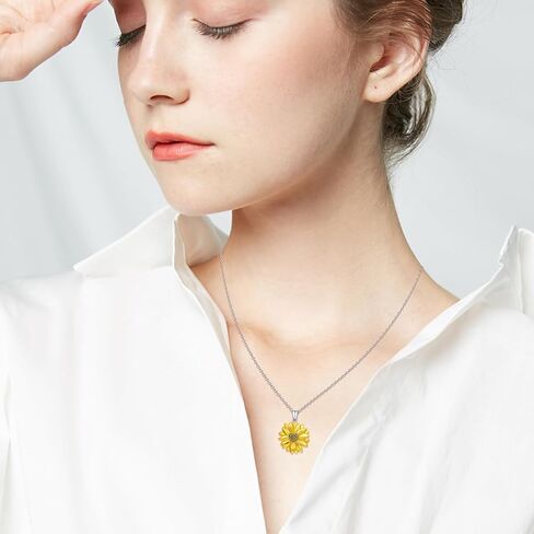 Sunflower Necklace for Women Girls 925 Sterling Silver You Are My Sunshine Necklace Flower Necklace Sun Necklace Sunflower Jewelry Gift for Women Girls Sunflower Lovers in Saudi Arabia