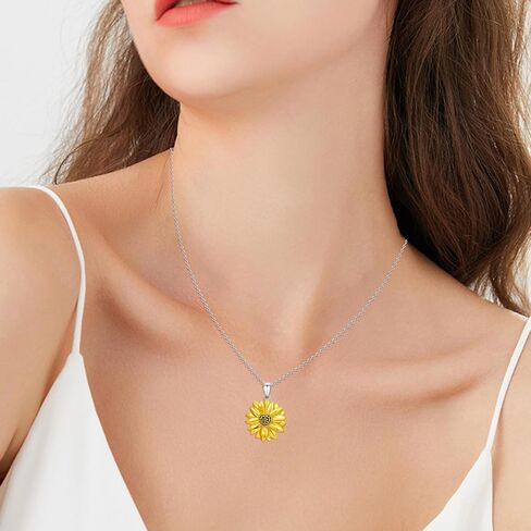 Sunflower Necklace for Women Girls 925 Sterling Silver You Are My Sunshine Necklace Flower Necklace Sun Necklace Sunflower Jewelry Gift for Women Girls Sunflower Lovers in Saudi Arabia