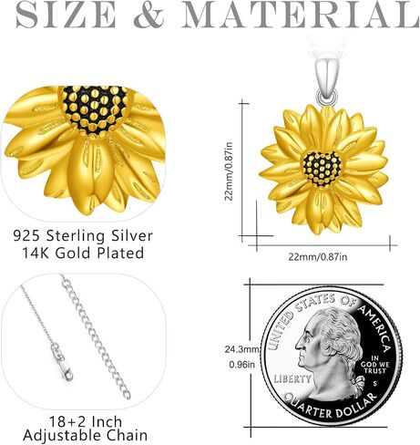 Sunflower Necklace for Women Girls 925 Sterling Silver You Are My Sunshine Necklace Flower Necklace Sun Necklace Sunflower Jewelry Gift for Women Girls Sunflower Lovers in Saudi Arabia