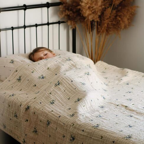 100% Organic Cotton Muslin Blanket, Throw Blanket, Twin Size Blanket, 4 Layers, Breathable, Washable, 60x72, Blueberry in Saudi Arabia