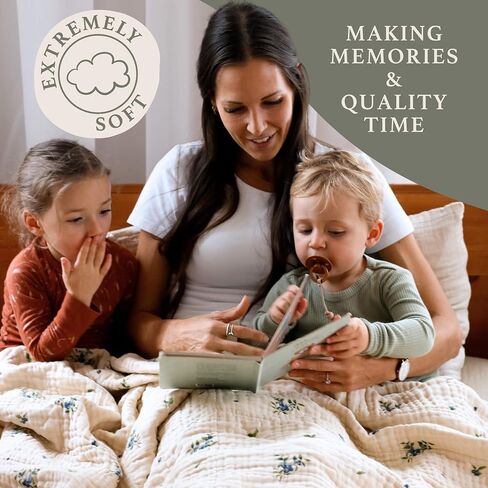 100% Organic Cotton Muslin Blanket, Throw Blanket, Twin Size Blanket, 4 Layers, Breathable, Washable, 60x72, Blueberry in Saudi Arabia