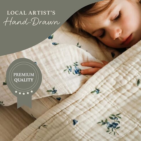100% Organic Cotton Muslin Blanket, Throw Blanket, Twin Size Blanket, 4 Layers, Breathable, Washable, 60x72, Blueberry in Saudi Arabia