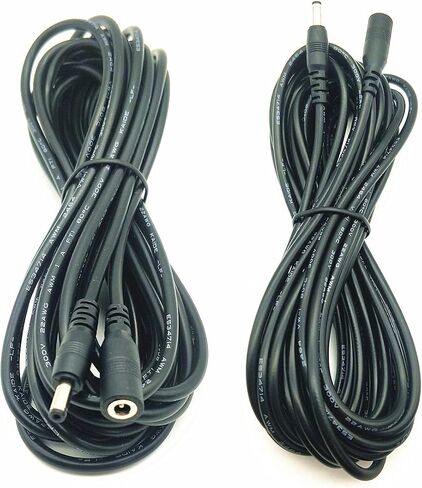 2Pcs Black 16.4-Foot (5-Meter) DC Male and Female Extension Cables, 3.5mm x 1.35mm Plug Cables, DC Power Adapter Connection Cables, Used for LED Light Strips, Camera Monitoring, etc in Saudi Arabia