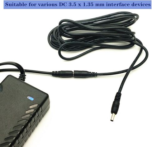 2Pcs Black 16.4-Foot (5-Meter) DC Male and Female Extension Cables, 3.5mm x 1.35mm Plug Cables, DC Power Adapter Connection Cables, Used for LED Light Strips, Camera Monitoring, etc in Saudi Arabia