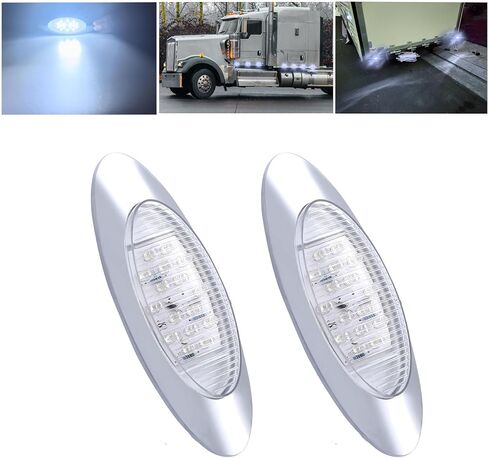 2 قطعة 6.6 بوصة كهرمان بيضاوي LED أضواء جانبية LED أضواء إزالة المقطورة الأمامية الخلفية إشارة الانعطاف للجري مجموعات إضاءة خلفية مضادة للماء مختومة من الكروم سطح جبل لشاحنة بيك اب RV Vans (16Leds) in Kuwait