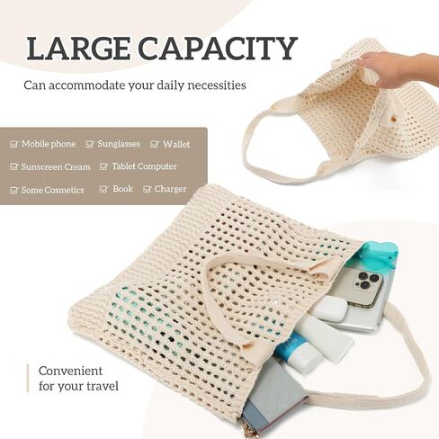 KUANG! Womens Large Tote Bags Shoulder Handbags Knit Hobo Purse for Beach Crocheted Tote Bag in Saudi Arabia