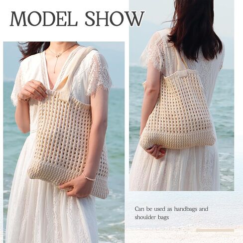 KUANG! Womens Large Tote Bags Shoulder Handbags Knit Hobo Purse for Beach Crocheted Tote Bag in Saudi Arabia