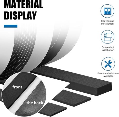 Foam Weather Stripping Door Seal Strip Insulation Tape Roll for Insulating Door Frame, Self Adhesive,Soundproofing Weatherstrip,Air Conditioning Seal Strip 1 in W x 1/5 in T, 2 Rolls Total 13FT in Saudi Arabia