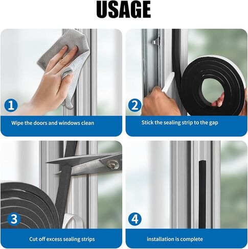 Foam Weather Stripping Door Seal Strip Insulation Tape Roll for Insulating Door Frame, Self Adhesive,Soundproofing Weatherstrip,Air Conditioning Seal Strip 1 in W x 1/5 in T, 2 Rolls Total 13FT in Saudi Arabia