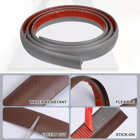uxcell Floor Edging Trim Strip Self Adhesive, Carpet Edging Trim Door Transition Sealing Strips for Laminate Doorway Edge Height Less Than 12mm/0.5in, Brown 19.68Ft in Kuwait