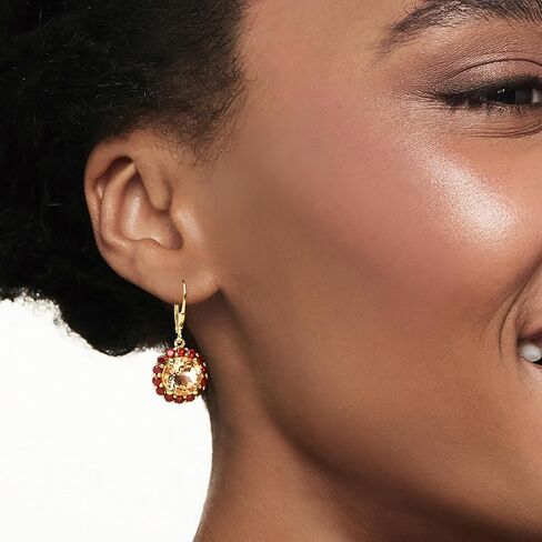 Ross-Simons 7.00 ct. t.w. Citrine and 2.50 ct. t.w. Garnet Flower Drop Earrings in 18kt Gold Over Sterling in Saudi Arabia