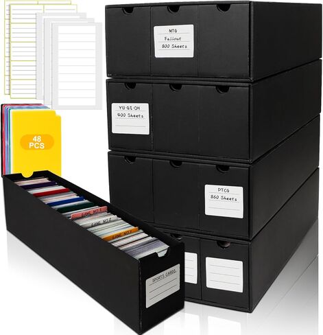 صندوق تخزين بطاقات التداول، يتضمن صناديق من 12 إلى 600 قطعة و48 فواصل بطاقات، وأكثر من 12000 منظم بطاقات تداول لألعاب البطاقات القابلة للتجميع، لـ TCG، وYuGiOh، وMTG، وPTCG، وبطاقات البيسبول، مع ملصقات وأشرطة in Kuwait