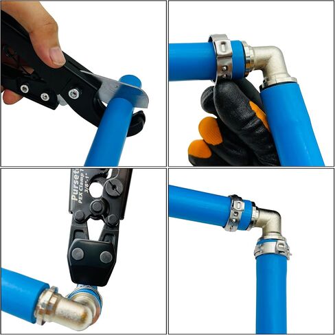 PEX الأنابيب المشبك أداة العقص أداة المكشكش للمشابك الفولاذ المقاوم للصدأ من 3/8 بوصة إلى 1 بوصة مع 1/2 بوصة 20 قطعة و3/4 بوصة 10 قطعة SS PEX المشابك (حزمة صندوق بلاستيكي) in Saudi Arabia
