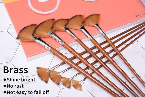 مجموعة فرش طلاء مروحة الفنان، 9 قطع فرشاة احترافية ناعمة مضادة للتساقط لمجموعات طلاء الغواش بألوان زيت الأكريليك المائية مع شعر نايلون بمقبض طويل in Kuwait