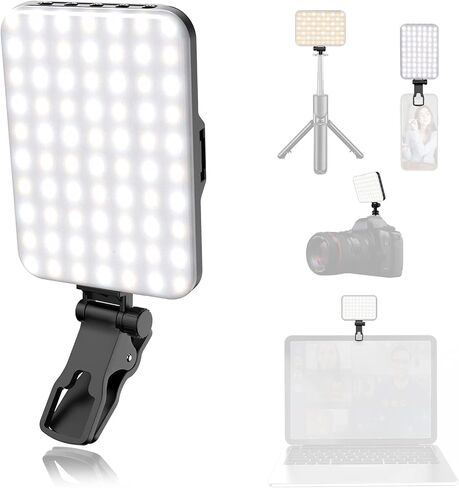 LED Camera Light Video Lights Portable Photography Lighting 60 LED 2200mAh Rechargeable Selfie Light 7 Modes, 10-Level Brightness, Portable Clip on Light for Phone/Tablet/Laptop in Saudi Arabia