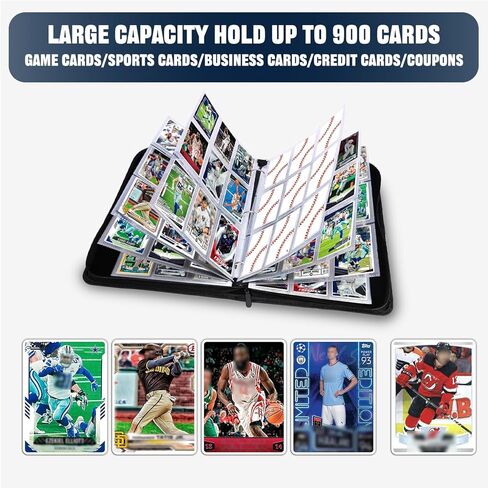 900 Pockets Basketball Card Binder, Trading Card Holder with Sleeves Card Collectors Album, Fit for Basketball Cards Football Cards Baseball Soccer Hockey Sport Trading Cards, MTG, TCG in Kuwait