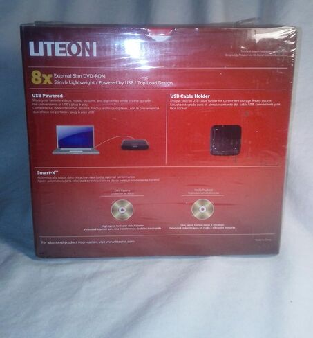 Lite-On eTDU108 DVD-ROM خارجي رفيع (أسود) in Kuwait