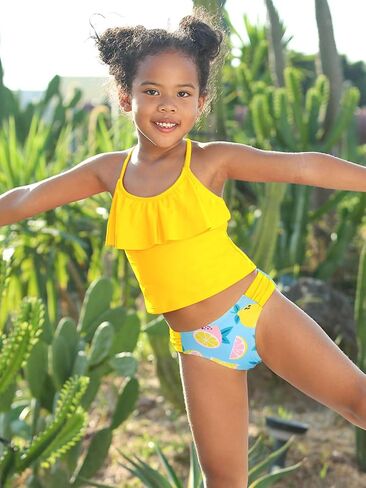 SHEKINI الفتيات Tankini الأزهار الطباعة مايوه بيكيني كشكش انتفض عالية الخصر قطعتين المايوه in Saudi Arabia