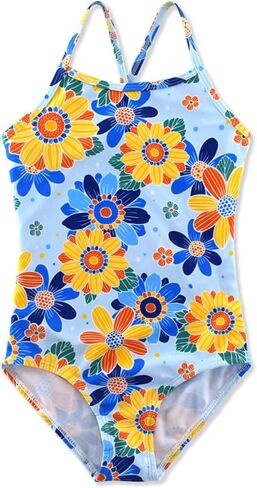 Girls One Piece Swimsuit Quick Dry Beach Suit Kids Colorful Swimwear 2-8Years in Saudi Arabia