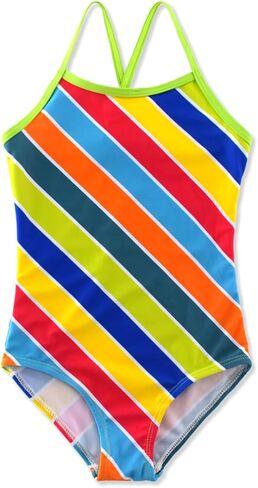 Girls One Piece Swimsuit Quick Dry Beach Suit Kids Colorful Swimwear 2-8Years in Saudi Arabia