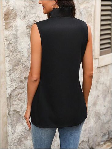 GORGLITTER Women's Sleeveless Blazer Vest Open Front Scallop Trim Lace Summer Casual Vest Top in Saudi Arabia