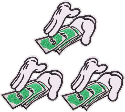 U-Sky Iron on Patch for Clothes, 3pcs Counting Money Iron-on Patches for Vest/Jackets, Sew-on Appliques for Backpacks/Caps/Jeans to Cover Rip/Logo, Size: 3.3x2.5 inch in Saudi Arabia