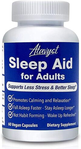 مساعد النوم للبالغين - يدعم الاسترخاء والتهدئة والنوم - جذر فاليريان، إل-ثيانين، الميلاتونين وGABA - يتضمن مستخلصات البابونج، زهرة العاطفة، بلسم الليمون والجنجل in Kuwait