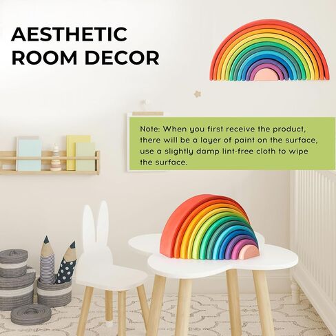 12Pcs Wooden Rainbow Stacker Toy, Extra Large Wooden Rainbow Stacking Toy, Montessori Nesting Puzzle for Kids, Rainbow Blocks in Saudi Arabia