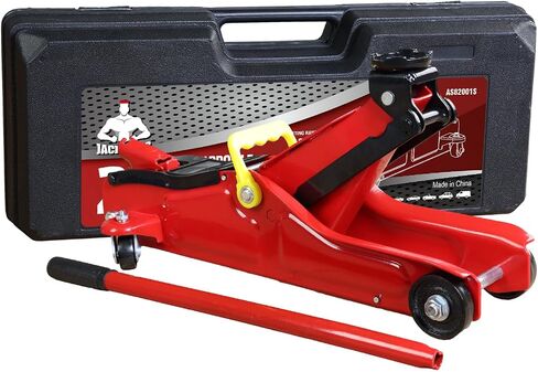 Jack Boss Hydraulic Floor Jack 2 Ton 4,400 Lbs Car Lift Portable Trolley Low Profile Jack for Cars Automotive Sedans, Plastic case, Red in Saudi Arabia