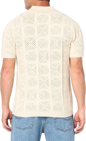 Lucky Brand Men's Crochet Camp Collar Short Sleeve Shirt in Saudi Arabia
