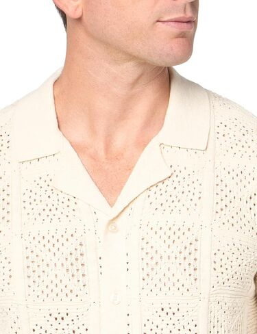 Lucky Brand Men's Crochet Camp Collar Short Sleeve Shirt in Saudi Arabia