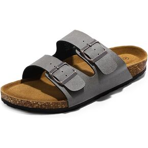 Mens Sandals Cork Footed Flat Mens Slides Sandals Adjustable Buckle Straps Durable Sandals for Men