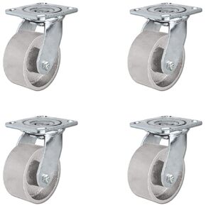 4" Heavy Duty Semi Steel Cast Iron Swivel Casters - 4,000 lb Capacity Set of 4 - CasterHQ Brand - 4x2 Steel Swivel Caster Heavy Duty 4 Pack - Quality Casters