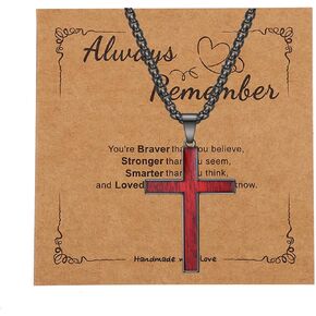 Rnivida Christian Gifts for Men Stainless Steel Cross Necklace with Inspirational Bible Verse