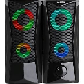 beFree Sound Computer Gaming Speakers with Color LED RGB Lights