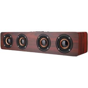 Wooden Bluetooth Speaker, 12W TV Computer Speaker Sound Bar with 4 Bass Subwoofer Support Bluetooth, AUX, TF Card, FM(#1)