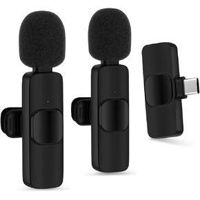 Wireless Lavalier Microphone for iPhone 15, USB C Tiny Lapel Lav Mic for Samsung Galaxy S24 S23 A15,Mini Wireless Clip Mic Type C for Android Phone, Live Stream Podcast Video Recording Interview Vlog